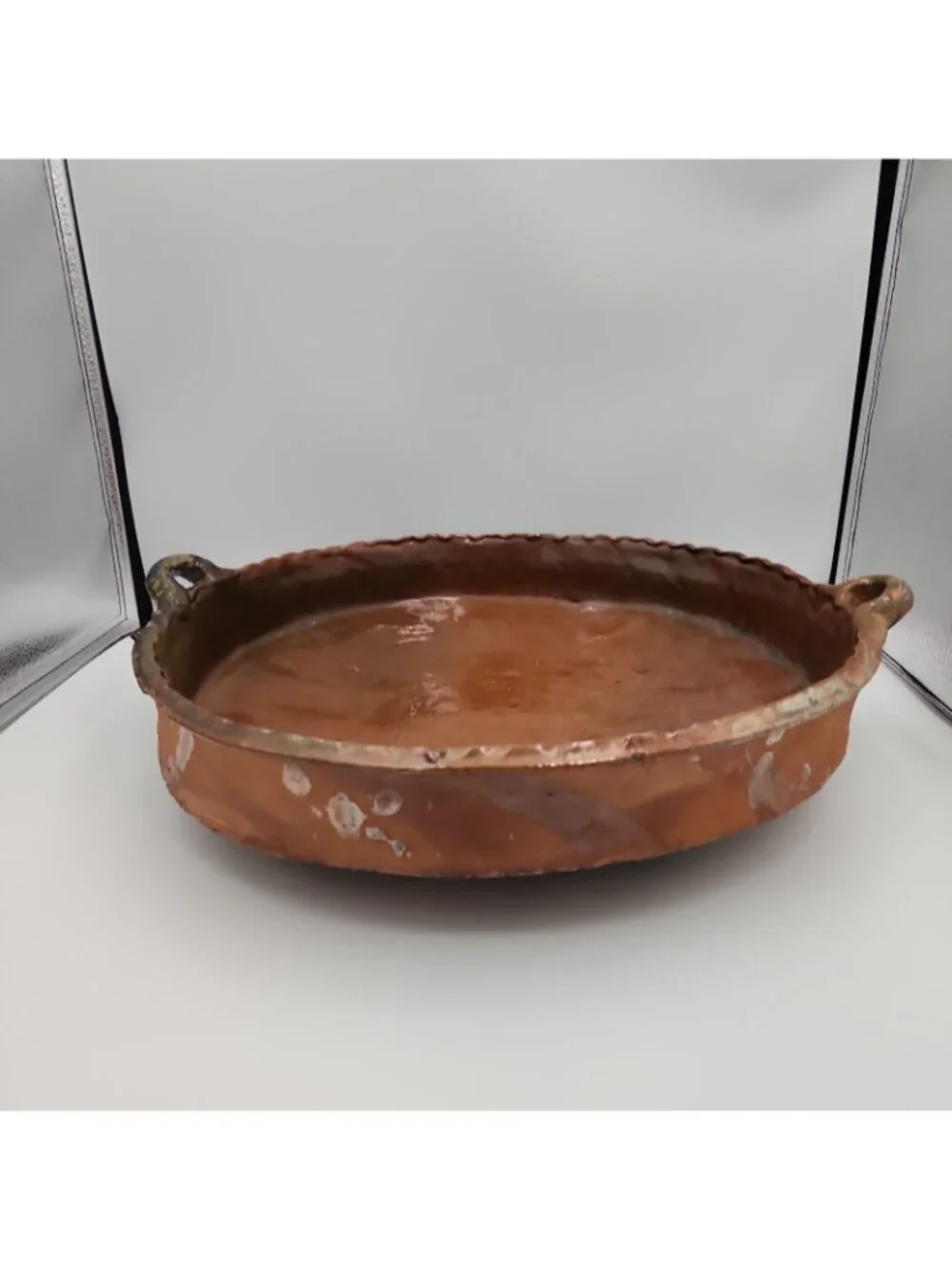 Spanish Pottery Rustic Primitive Terra Cotta Cazuela Paella Dish Bowl 16